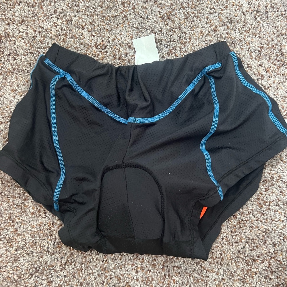 Black Cycling Shorts with Blue Accents
